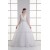 A-Line Satin Organza Sleeveless V-Neck Beaded Wedding Dresses 2031294