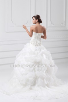 Satin Organza Sleeveless Strapless Ball Gown Most Beautiful Wedding Dresses 2031296