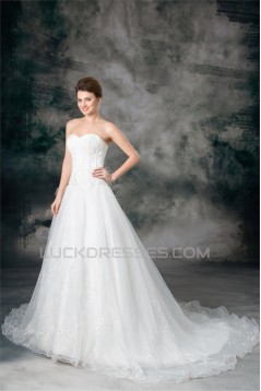 Satin Organza Sleeveless Sweetheart A-Line New Arrival Wedding Dresses 2031297