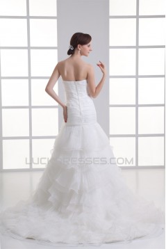 Satin Organza Strapless Sleeveless A-Line Most Beautiful Wedding Dresses 2031299