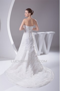 Elegant Strapless Sleeveless Satin Satin Organza Wedding Dresses 2030130