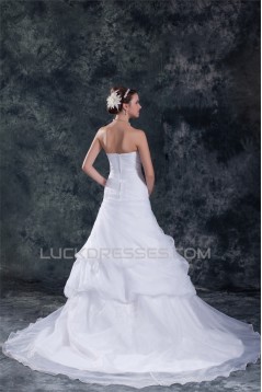 Satin Organza Sweetheart Sleeveless A-Line Most Beautiful Wedding Dresses 2031301