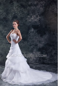 Satin Organza Sweetheart Sleeveless A-Line Most Beautiful Wedding Dresses 2031301