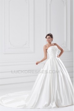 Satin Sleeveless Strapless Ball Gown New Arrival Wedding Dresses 2031302