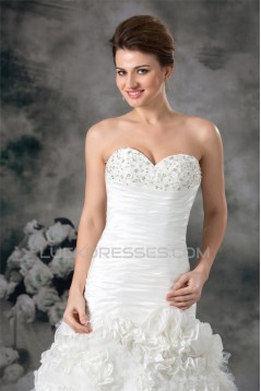 Satin Taffeta Sleeveless Sweetheart A-Line Embellished Wedding Dresses 2031305
