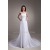 Sheath/Column Chiffon Silk like Satin One-Shoulder Beaded Wedding Dresses 2031307