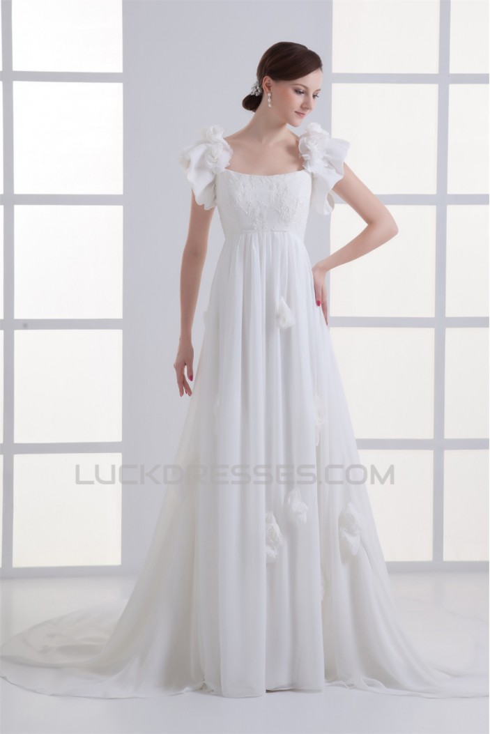 Empire Straps Chiffon Beaded Lace Wedding Dresses Maternity Wedding Dresses 2031311