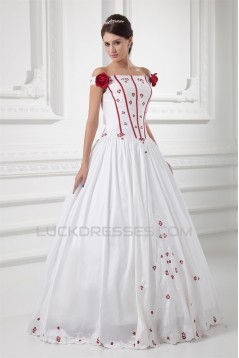 Sleeveless A-Line Off-the-Shoulder Satin Wedding Dresses with Color 2031313