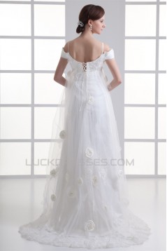 A-Line Satin Fine Netting Off-the-Shoulder Wedding Dresses Maternity Wedding Dresses 2031314