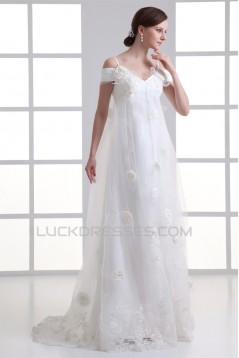 A-Line Satin Fine Netting Off-the-Shoulder Wedding Dresses Maternity Wedding Dresses 2031314