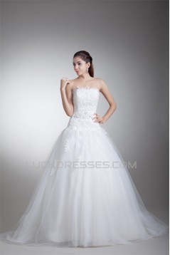Sleeveless Ball Gown Satin Net Strapless New Arrival Wedding Dresses 2031317