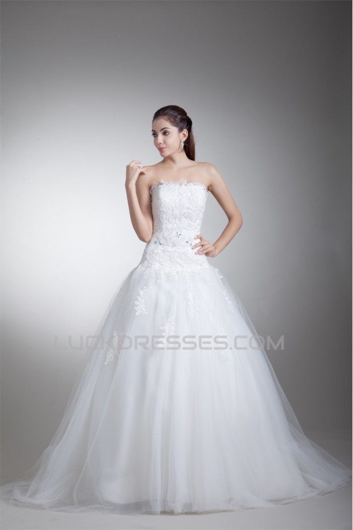 Sleeveless Ball Gown Satin Net Strapless New Arrival Wedding Dresses 2031317