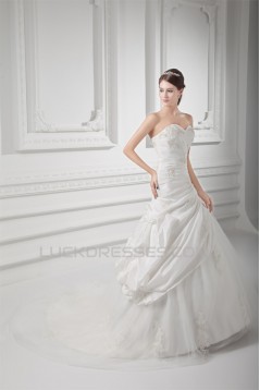 Sleeveless Ball Gown Taffeta Tulle Sweetheart Embellished Wedding Dresses 2031318