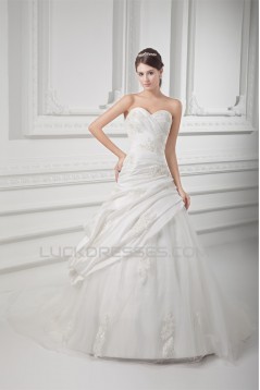 Sleeveless Ball Gown Taffeta Tulle Sweetheart Embellished Wedding Dresses 2031318