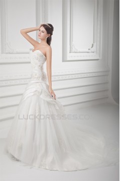 Sleeveless Ball Gown Taffeta Tulle Sweetheart Embellished Wedding Dresses 2031318
