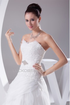 Fantastic A-Line Satin Organza Lace Sweetheart Wedding Dresses 2030132