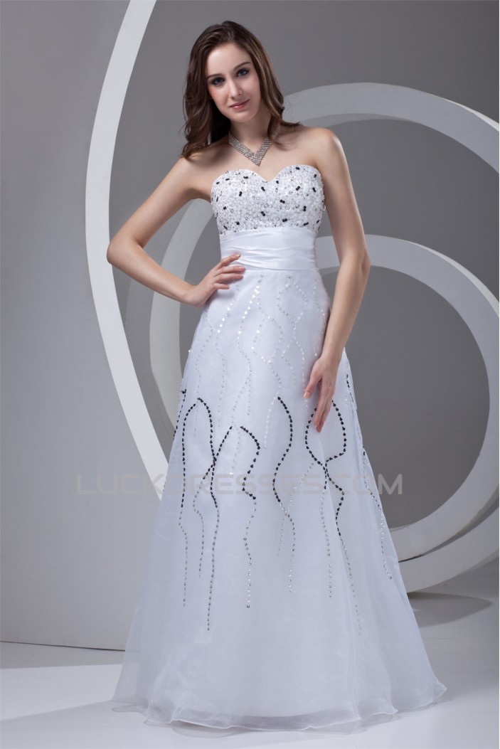 Sleeveless Floor-Length Satin Organza Sheath/Column Beaded Wedding Dresses 2031324
