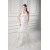 Sleeveless One-Shoulder A-Line Satin Organza Embellished Wedding Dresses 2031327