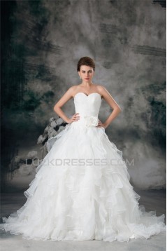 Sleeveless Princess Sweetheart Satin Organza Wedding Dresses 2031328