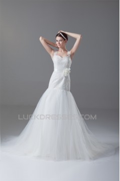 Sleeveless Satin Lace Fine Netting Sweet Wedding Dresses 2031329