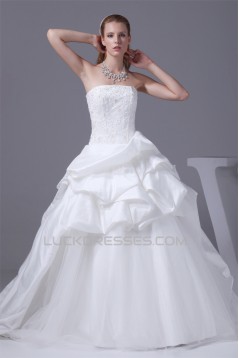 Ball Gown Sleeveless Satin Taffeta Strapless Wedding Dresses 2030133