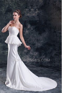 Sleeveless Satin Lace Sweetheart Mermaid/Trumpet Beautiful Wedding Dresses 2031333