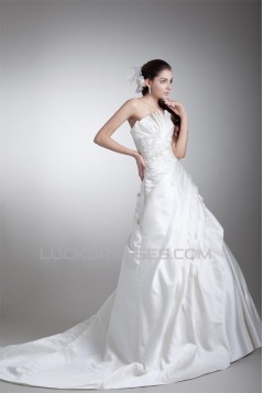 Sleeveless Satin Strapless A-Line Beautiful Wedding Dresses 2031336