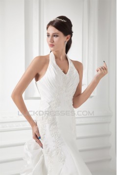 Sleeveless Sheath/Column Halter Taffeta Wedding Dresses 2031338