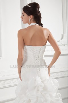 Sleeveless Sheath/Column Halter Taffeta Wedding Dresses 2031338