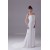 A-Line Strapless Chiffon Sweep Train Beaded Wedding Dresses 2030134
