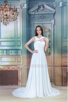 Sleeveless Sheath/Column One-Shoulder Chiffon Satin Wedding Dresses 2031340