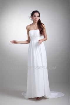 Sleeveless Sheath/Column Strapless Chiffon Wedding Dresses 2031341