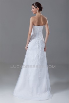 Sleeveless Soft Sweetheart A-Line Satin Organza Wedding Dresses 2031344