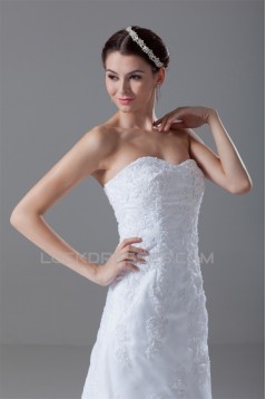Sleeveless Soft Sweetheart A-Line Satin Organza Wedding Dresses 2031344