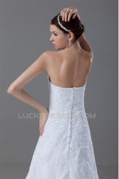 Sleeveless Soft Sweetheart A-Line Satin Organza Wedding Dresses 2031344