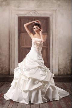 Sleeveless Strapless Satin Ball Gown Embellished Wedding Dresses 2031350
