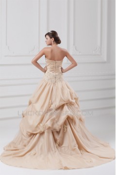 Sleeveless Sweetheart Ball Gown Taffeta Tulle Wedding Dresses 2031354