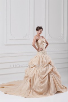 Sleeveless Sweetheart Ball Gown Taffeta Tulle Wedding Dresses 2031354