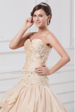 Sleeveless Sweetheart Ball Gown Taffeta Tulle Wedding Dresses 2031354