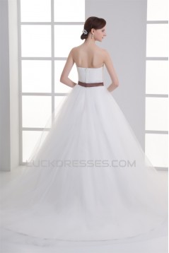 Sleeveless Sweetheart Princess Satin Fine Netting Wedding Dresses 2031356