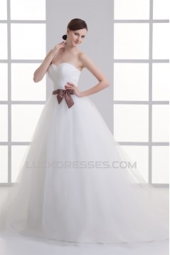 Sleeveless Sweetheart Princess Satin Fine Netting Wedding Dresses 2031356