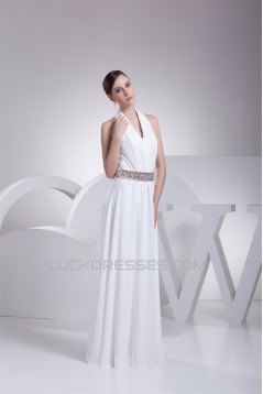 A-Line Halter Beaded Chiffon Sleeveless Wedding Dresses 2030136