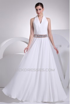 A-Line Halter Beaded Chiffon Sleeveless Wedding Dresses 2030136