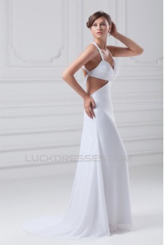 Spaghetti Straps Chiffon Satin Sleeveless Wedding Dresses 2031362