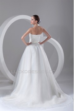 Strapless Ball Gown Sleeveless Satin Organza Wedding Dresses 2031365