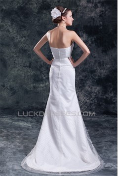 Strapless Sleeveless Mermaid/Trumpet Satin Fine Netting Wedding Dresses 2031372