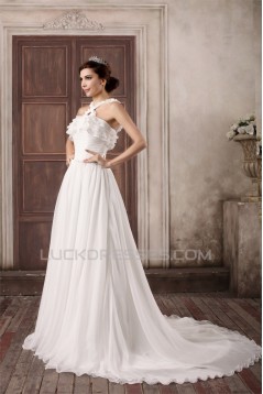 Straps Chiffon Elastic Woven Satin A-Line New Arrival Wedding Dresses 2031374