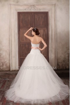 Sweetheart Ball Gown Satin Lace Fine Netting Sweet Wedding Dresses 2031381
