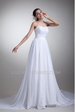 Sweetheart Chiffon Satin Sleeveless A-Line Wedding Dresses 2031382