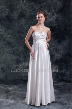 Sweetheart Elastic Woven Satin Sheath/Column Beaded Wedding Dresses 2031383